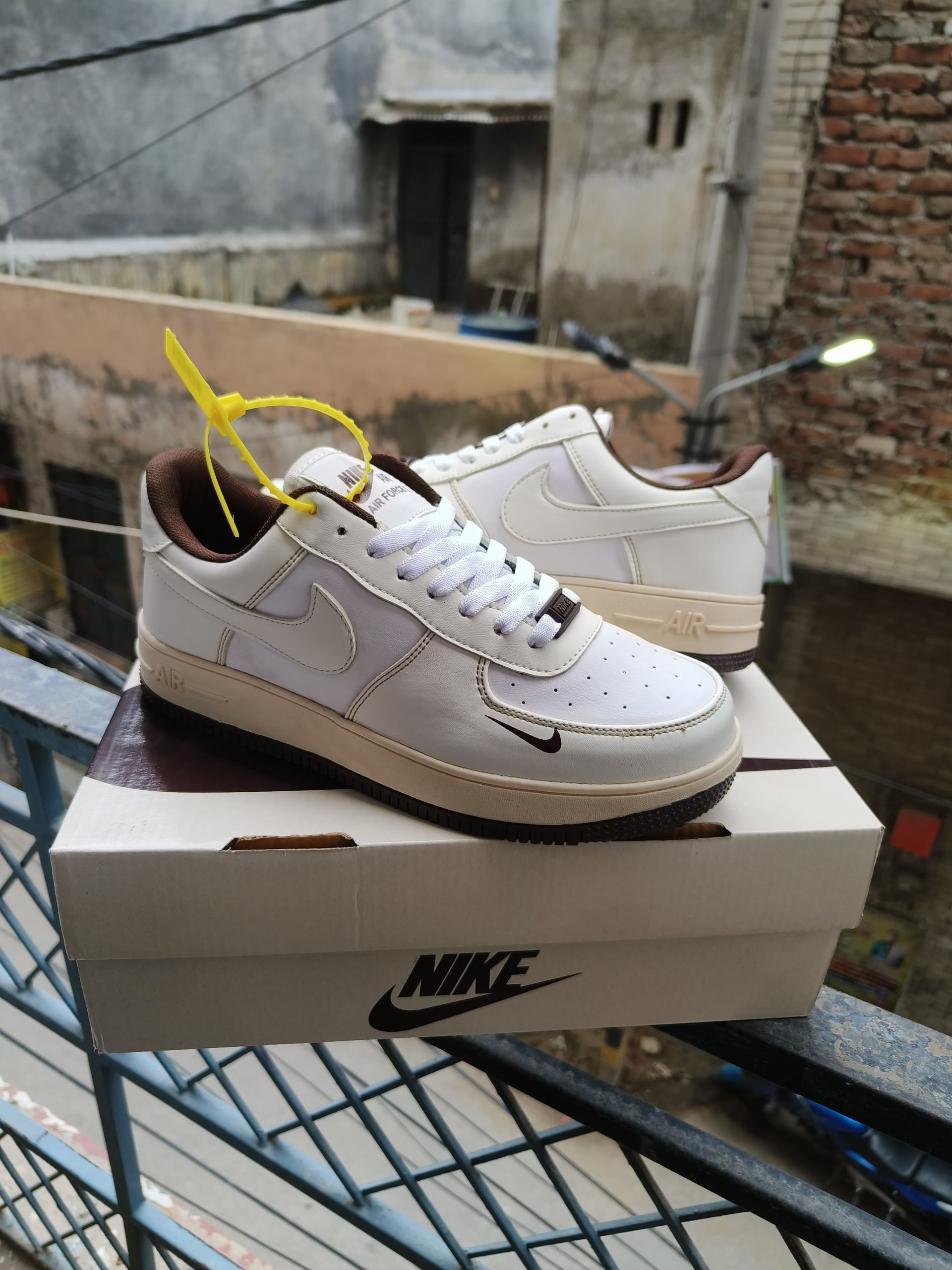 BUY FIRST COPY NIKE AIRFORCE 1 WHITE COFFEE TOP QUALITY SNEAKERS - Image 3