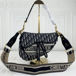 FIRST COPY Christian Dior Saddle Sling Bag (Black)