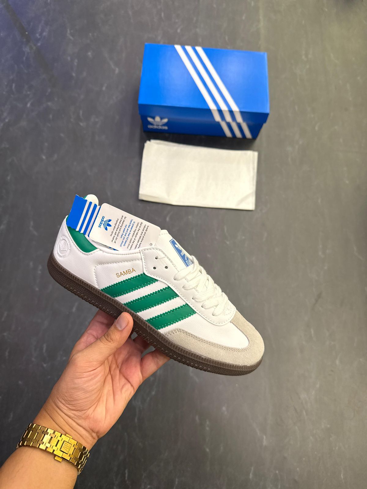 ADIDAS ORIGINALS SAMBA WHITE GREEN SHOE - Image 4