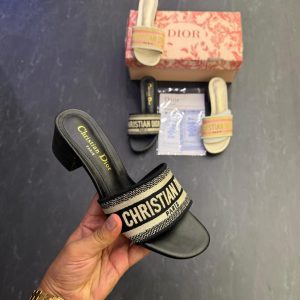 First Copy Dior Block Heels Black & White