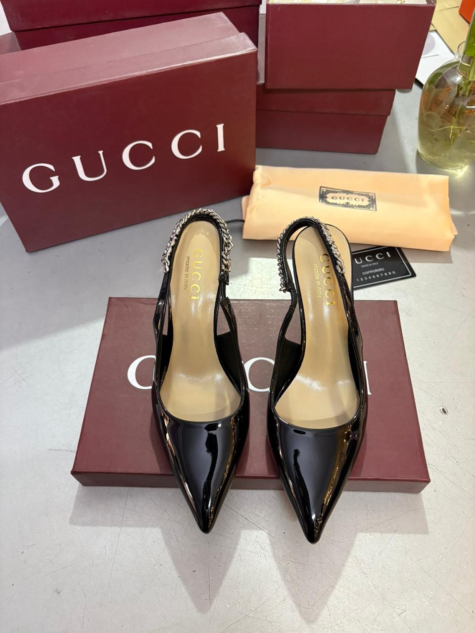 First Copy Gucci Women's Signoria Embellished Slingback Pumps - Image 2