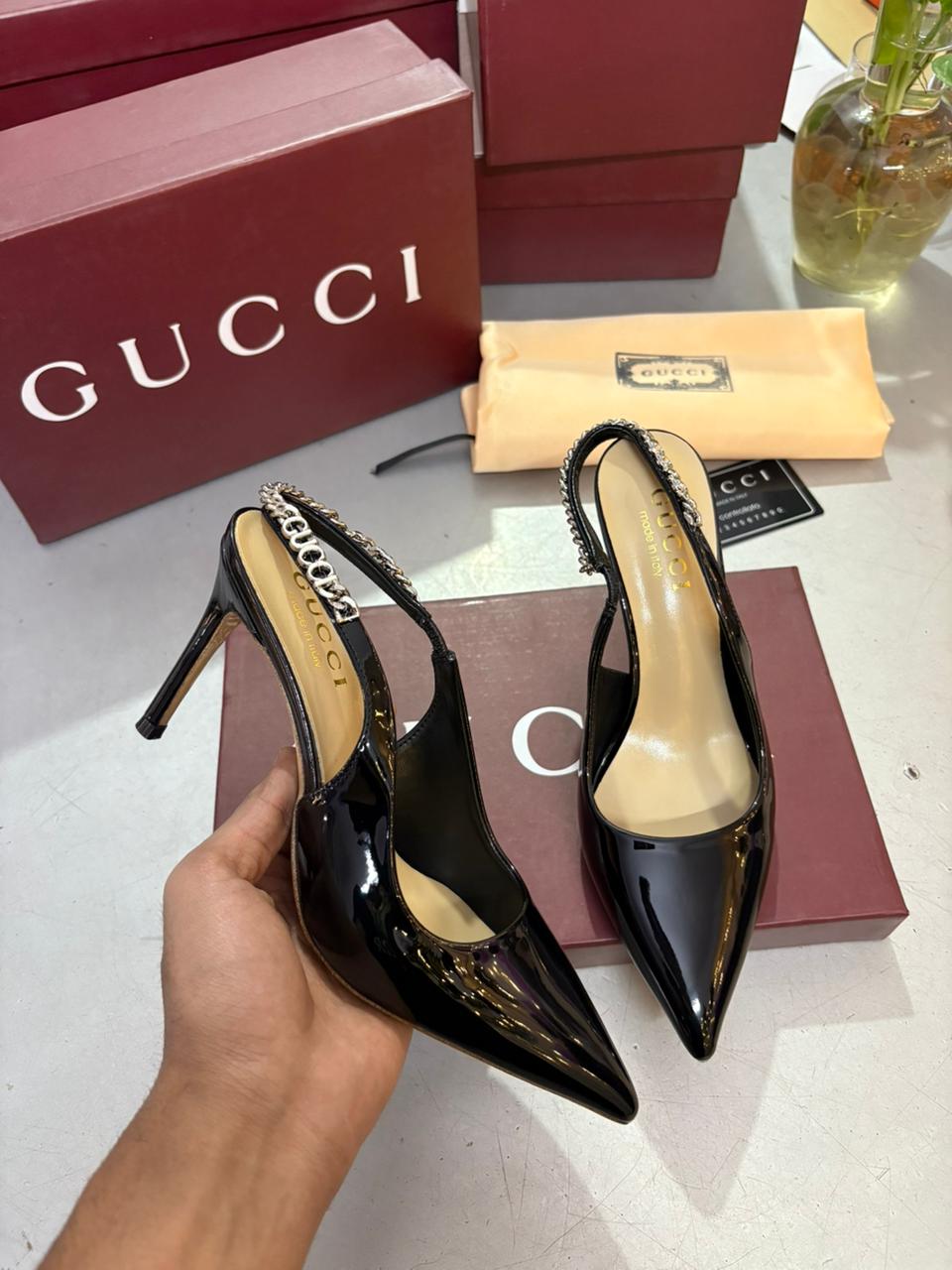 First Copy Gucci Women's Signoria Embellished Slingback Pumps