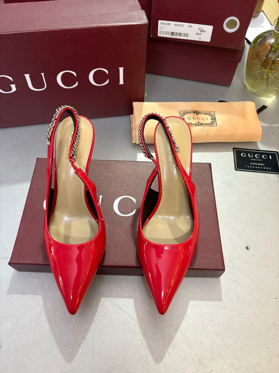 First Copy Gucci Women's Signoria Embellished Slingback Pumps - Image 4
