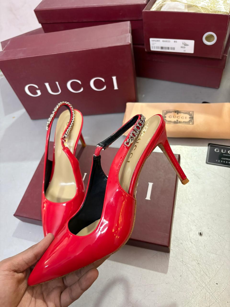 First Copy Gucci Women's Signoria Embellished Slingback Pumps - Image 6