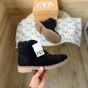 First Copy Zara-Stitched Mid Ankle Length Zip Suede Leather Boots for Men