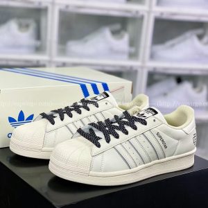 FIRST COPY ADIDAS ORIGINALS SUPERSTAR UNDEFEATED WHITE BLACK SHOES