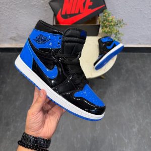 FIRST COPY AIR JORDANS RETRO 1 PATENT ROYAL BLUE SNEAKERS